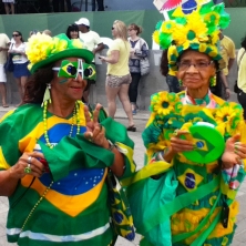 Senior Brazilian fans show their colours.