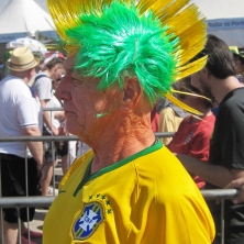 Brazilian mohican at England v Costa Rica, Belo Horizonte.