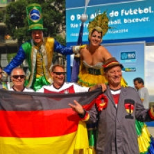 German fans party with the locals at the Maracana (Germany v France, quarter-final)