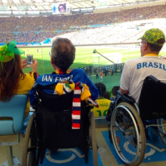 Wheelchair fans watching France v Germany, World Cup quarter-final at the Maracana Stadium, Rio de Janeiro.